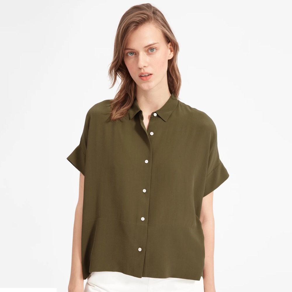 Everlane Clean Silk Short Sleeve Square Shirt